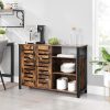 vasagle-comoda-cu-doua-usi-si-rafturi-deschise-maro-rustic-110x33x75cm