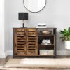 vasagle-comoda-cu-doua-usi-si-rafturi-deschise-maro-rustic-110x33x75cm