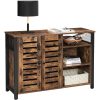 vasagle-comoda-cu-doua-usi-si-rafturi-deschise-maro-rustic-110x33x75cm