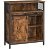 vasagle-comoda-cu-usa-glisanta-si-rafturi-deschise-maro-rustic-70x30x80cm