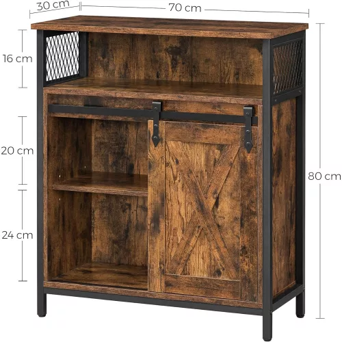 vasagle-comoda-cu-usa-glisanta-si-rafturi-deschise-maro-rustic-70x30x80cm
