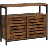 vasagle-comoda-cu-usi-glisante-si-rafturi-deschise-maro-rustic-100x35x80cm