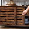 vasagle-comoda-cu-usi-glisante-si-rafturi-deschise-maro-rustic-100x35x80cm