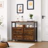 vasagle-comoda-cu-usi-glisante-si-rafturi-deschise-maro-rustic-100x35x80cm