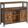 vasagle-comoda-cu-usi-glisante-si-rafturi-deschise-maro-rustic-100x33x80cm