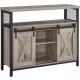 vasagle-comoda-cu-usi-glisante-si-rafturi-deschise-maro-cenusiu-100x33x80cm