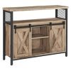 vasagle-comoda-cu-usi-glisante-si-rafturi-deschise-maro-nisip-100x33x80cm