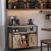 vasagle-comoda-cu-usi-glisante-si-rafturi-deschise-maro-nisip-100x33x80cm