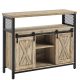 vasagle-comoda-cu-usi-glisante-si-rafturi-deschise-maro-turcoaz-100x33x80cm