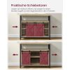 vasagle-comoda-cu-usi-glisante-si-rafturi-deschise-maro-turcoaz-100x33x80cm