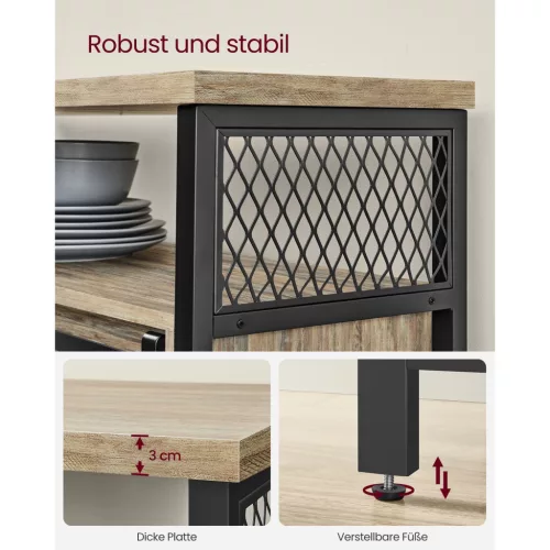 vasagle-comoda-cu-usi-glisante-si-rafturi-deschise-maro-turcoaz-100x33x80cm