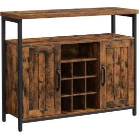 vasagle-comoda-cu-doua-usi-si-rafturi-deschise-maro-rustic-100x35x81cm