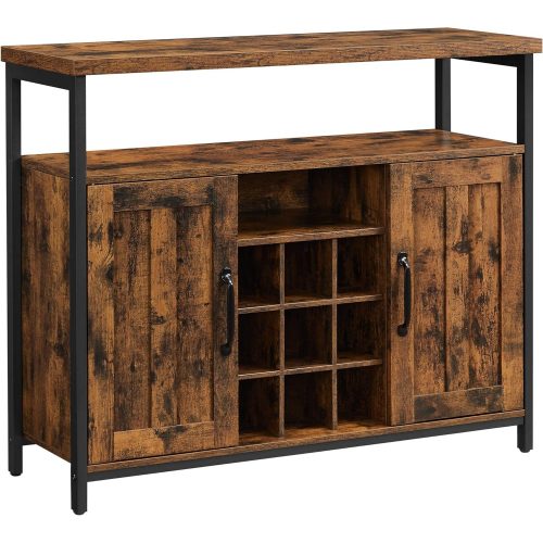 vasagle-comoda-cu-doua-usi-si-rafturi-deschise-maro-rustic-100x35x81cm