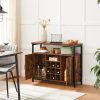 vasagle-comoda-cu-doua-usi-si-rafturi-deschise-maro-rustic-100x35x81cm