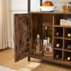 vasagle-comoda-cu-doua-usi-si-rafturi-deschise-maro-rustic-100x35x81cm