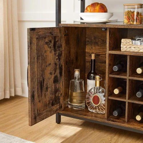 vasagle-comoda-cu-doua-usi-si-rafturi-deschise-maro-rustic-100x35x81cm