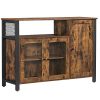 vasagle-comoda-cu-trei-usi-si-rafturi-deschise-maro-rustic-110x33x75cm