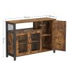 vasagle-comoda-cu-trei-usi-si-rafturi-deschise-maro-rustic-110x33x75cm