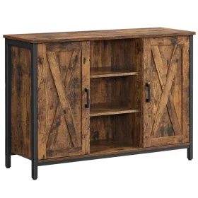 vasagle-comoda-cu-doua-usi-si-rafturi-deschise-maro-rustic-100x35x70cm