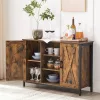 vasagle-comoda-cu-doua-usi-si-rafturi-deschise-maro-rustic-100x35x70cm
