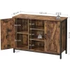 vasagle-comoda-cu-doua-usi-si-rafturi-deschise-maro-rustic-100x35x70cm