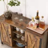 vasagle-comoda-cu-doua-usi-si-rafturi-deschise-maro-rustic-100x35x70cm