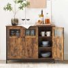 vasagle-comoda-cu-trei-usi-maro-rustic-100x35x75cm