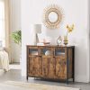 vasagle-comoda-cu-trei-usi-maro-rustic-100x35x75cm