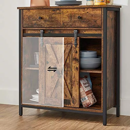 vasagle-comoda-cu-usa-glisanta-si-sertare-maro-rustic-70x30x80cm