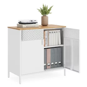   Dulap de depozitare vertical cu ușă și raft reglabil, alb 80x40x90cm