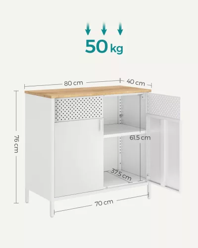 Dulap de depozitare vertical cu ușă și raft reglabil, alb 80x40x90cm