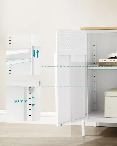 Dulap de depozitare vertical cu ușă și raft reglabil, alb 80x40x90cm