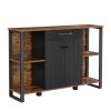 vasagle-bufet-cu-sertar-rafturi-usi-maro-rustic-120x30x80cm