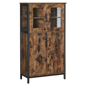 vasagle-bufet-depozitare-multifunctionala-cu-4-usi-maro-rustic-60x30x108cm