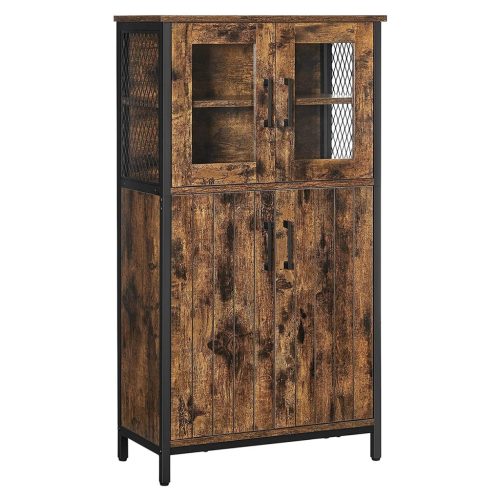 vasagle-bufet-depozitare-multifunctionala-cu-4-usi-maro-rustic-60x30x108cm