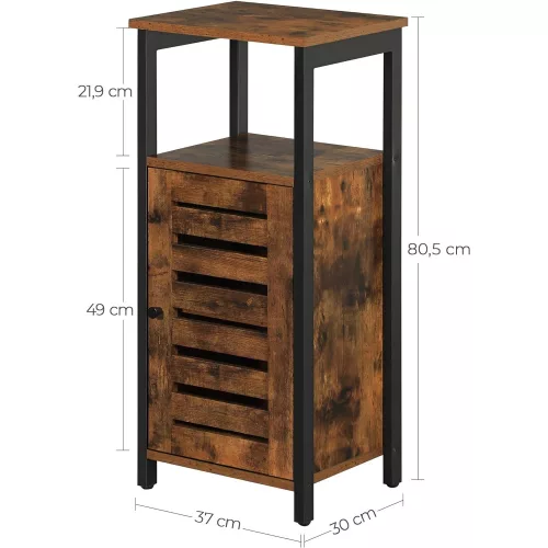 vasagle-masuta-depozitare-cu-cadru-metalic-si-dulap-de-depozitare-maro-rustic-37x30x81cm