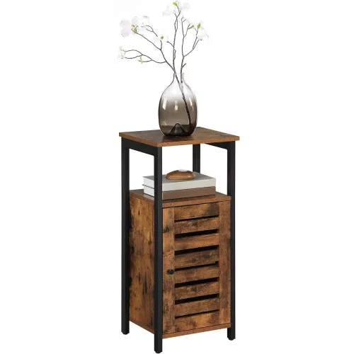vasagle-masuta-depozitare-cu-cadru-metalic-si-dulap-de-depozitare-maro-rustic-37x30x81cm