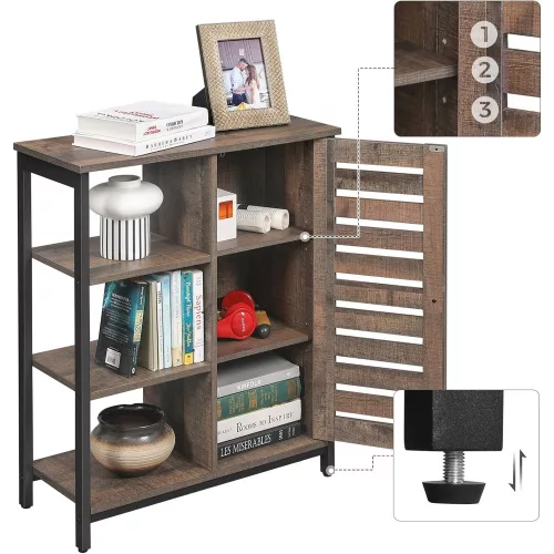 vasagle-dulap-depozitare-cu-usa-si-rafturi-deschise-maro-rustic-70x30x81cm