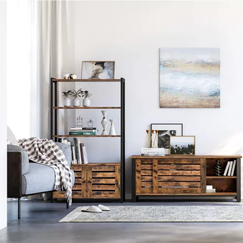 vasagle-raft-carti-raft-de-depozitare-maro-rustic-70x30x121cm