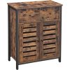 vasagle-comoda-cu-doua-usi-si-sertare-maro-rustic-68x30x80cm