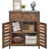 vasagle-comoda-cu-doua-usi-si-sertare-maro-rustic-68x30x80cm