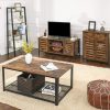 vasagle-comoda-cu-doua-usi-si-sertare-maro-rustic-68x30x80cm