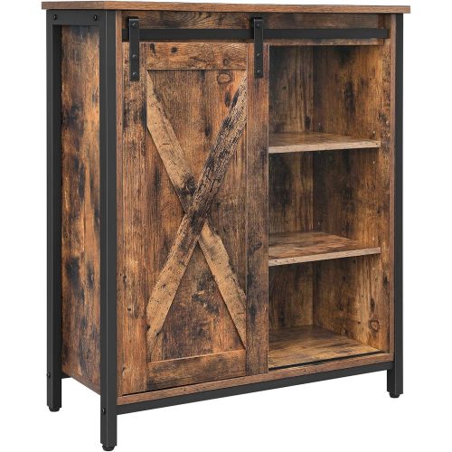vasagle-comoda-cu-usa-glisanta-dulap-depozitare-maro-rustic-70x30x80cm