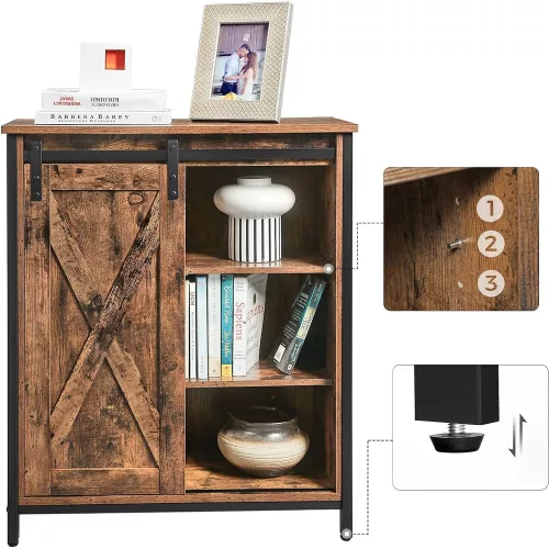 vasagle-comoda-cu-usa-glisanta-dulap-depozitare-maro-rustic-70x30x80cm