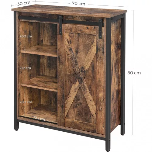vasagle-comoda-cu-usa-glisanta-dulap-depozitare-maro-rustic-70x30x80cm
