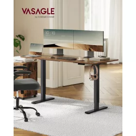 Cadru de birou reglabil electric, negru, 86-130x60x71-117cm