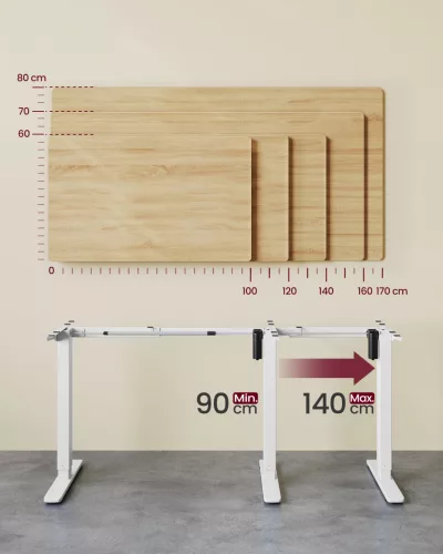 Cadru de birou reglabil electric, alb 120x60x72-120cm