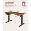 Birou reglabil electric, cu sertar, rustic maro 140 cm
