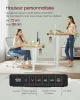 Birou reglabil electric, cu sertar, stejar și alb, 160 cm