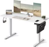 Birou reglabil electric, 60 x 140 x 72-120 cm, alb nori